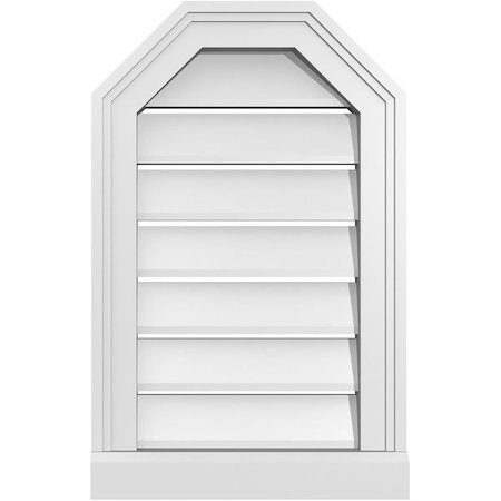 Ekena Millwork Octagonal Top Surface Mount PVC Gable Vent w/ 2"W x 2"P Brickmould Sill Frame, 14"W x 22"H GVPOT14X2203SF